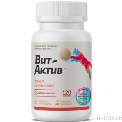 Биологически активная кормовая добавка Вит-Актив  для иммунитета, формула здоровья кошек , 120 таб-0