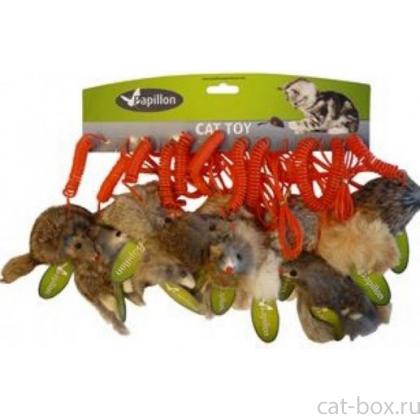 Мышонок-мягкая шерстка, натуральный мех кролик, 9 см, 1 шт.-0