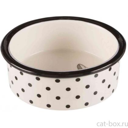 Миска керамическая, 0.3 л, 12 см, белый/черный (25120)-0