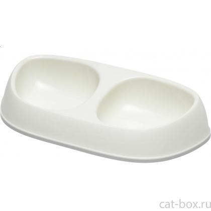 Миска пластиковая Sensibowls двойная  2*200 мл, белая-0