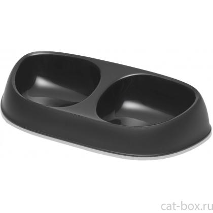 Миска пластиковая Sensibowls двойная  2*200 мл, черная-0