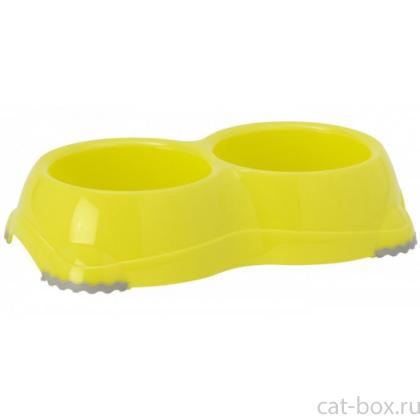 Двойная миска нескользящая Smarty, 2*330мл, лимонно-желтая-0