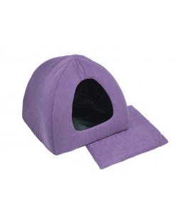 Домик мягкий с подушкой "ФАНЗА" - бархат, фиолетовый 42*42*35 см.