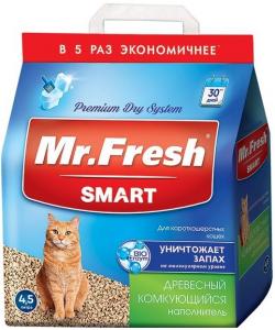 Наполнитель древесный комкующийся для короткошерстных кошек 9л