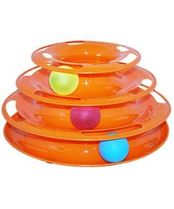 Игрушка для кошек Трэк пластиковый трехэтажный с мячиками 24,5х12см