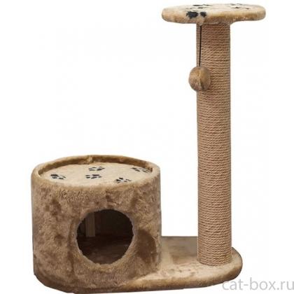 Домик-когтеточка серия "Джут 95" коричневый круглый с удлинённым столбом 66*36*79см-0
