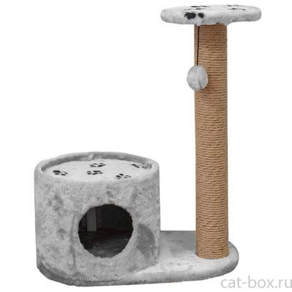 Домик-когтеточка серия "Джут 95" серый круглый с удлинённым столбом 66*36*79см-0