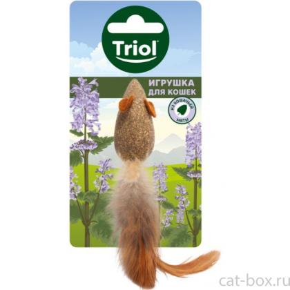 Игрушка для кошек из прессованной кошачьей мяты "Мышка с перьями", 5/11см-0