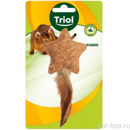 Игрушка для кошек из пробки "Звездочка с перьями", 8/15см-0