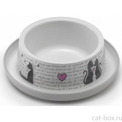 Нескользящая миска Trendy - Влюбленные коты, 350 мл -0