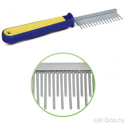 Расческа РАЗНОЗУБАЯ, сине-желтая ручка 20 см (308)-0