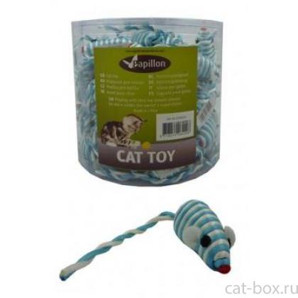 Игрушка для кошек  "Полосатый мышонок", сизаль, 5см -0