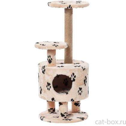 Домик для кошек меховой «Круглый со ступенькой на ножках» 42*99 см, джут-0