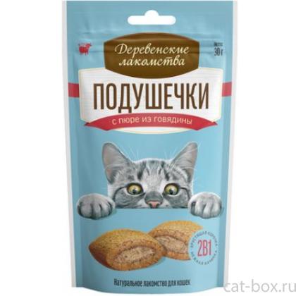 Лакомства для кошек подушечки с пюре из говядины-0