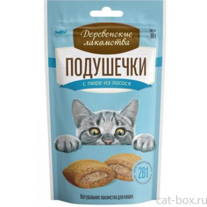 Лакомства для кошек подушечки с пюре из лосося-0