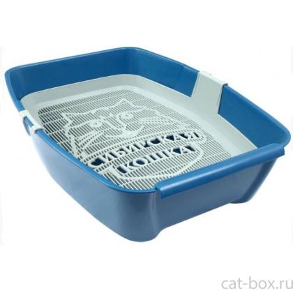 Туалет Евро для кошек глубокий с сеткой 44*32*11 см-0
