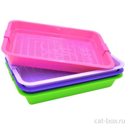 Туалет для кошек "КИТТИ" с сеткой, малый 32,5*23,5*5см-0