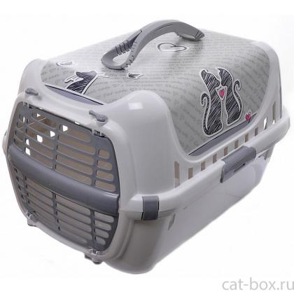 Переноска Trendy cats in love "Влюбленные коты" с пластиковой дверцей, 31х51х34 см-0