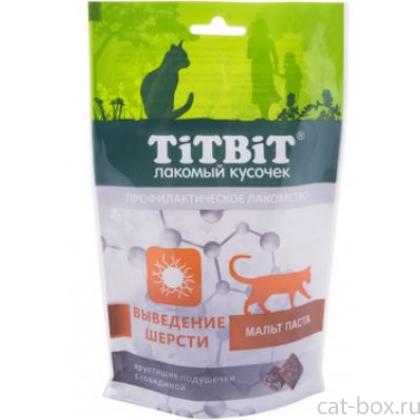 Хрустящие подушечки для кошек с говядиной для выведения шерсти-0