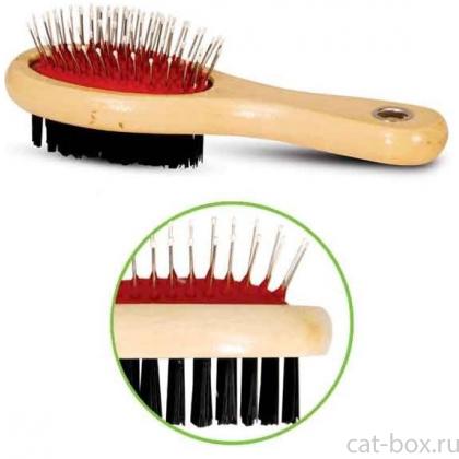 Щетка двухсторонняя средняя, деревянная ручка 5.5*20.5 см (423В)-0