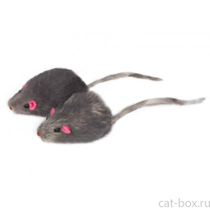 Игрушка "Мышка серая", для кошек, натуральный мех, 5см, 1 шт.-0