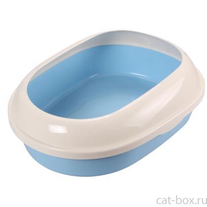 Туалет P541 для кошек овальный с бортом, голубой, 49*38*16см -0