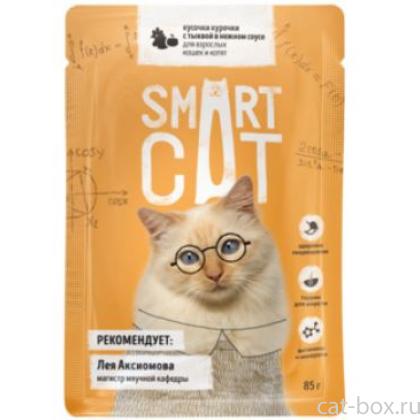 Паучи для взрослых кошек и котят кусочки курочки с тыквой в нежном соусе-0