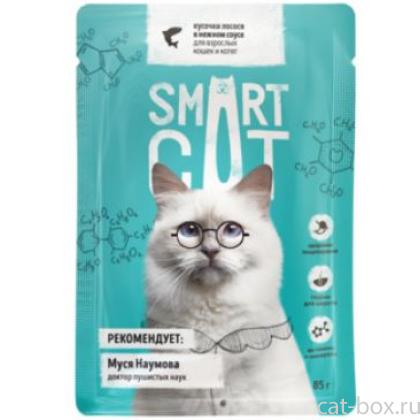 Паучи для взрослых кошек и котят кусочки лосося в нежном соусе-0