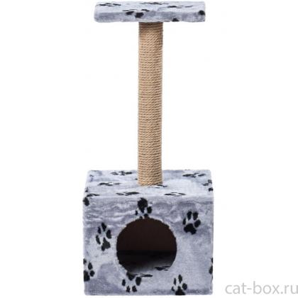 Домик для кошек меховой «Квадратный» 37*37*80 см, джут-0