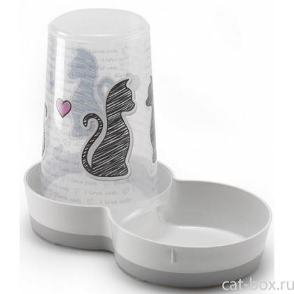 Автокормушка-Автопоилка 2 в 1 Tasty - Влюбленные коты, 1.5 л -0