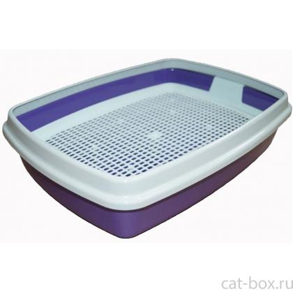 Туалет Мяус для кошек с сеткой и бортиком, 40,2*30*9,3 см-0