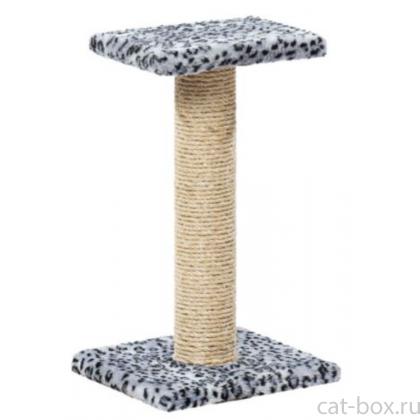 Столбик - когтеточка меховой "Зонтик" толстый 30*30*65 см, джут    -0