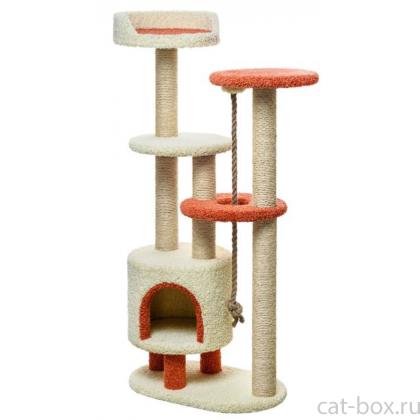 Комплекс с двумя полочками, лежанкой и канатом "Апель" 70*42*155 см, джут  -0