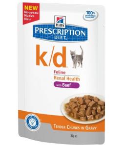 Паучи K/D для кошек при лечении почек с говядиной(k/d Feline with Beef) 